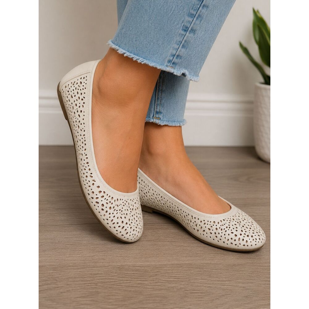 Croft & Barrow Ortholite White Ballet Flat Shoes Women's 8.5 Comfort Casual